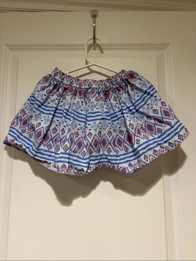 Blue & Orange Printed A-Line Skirt
